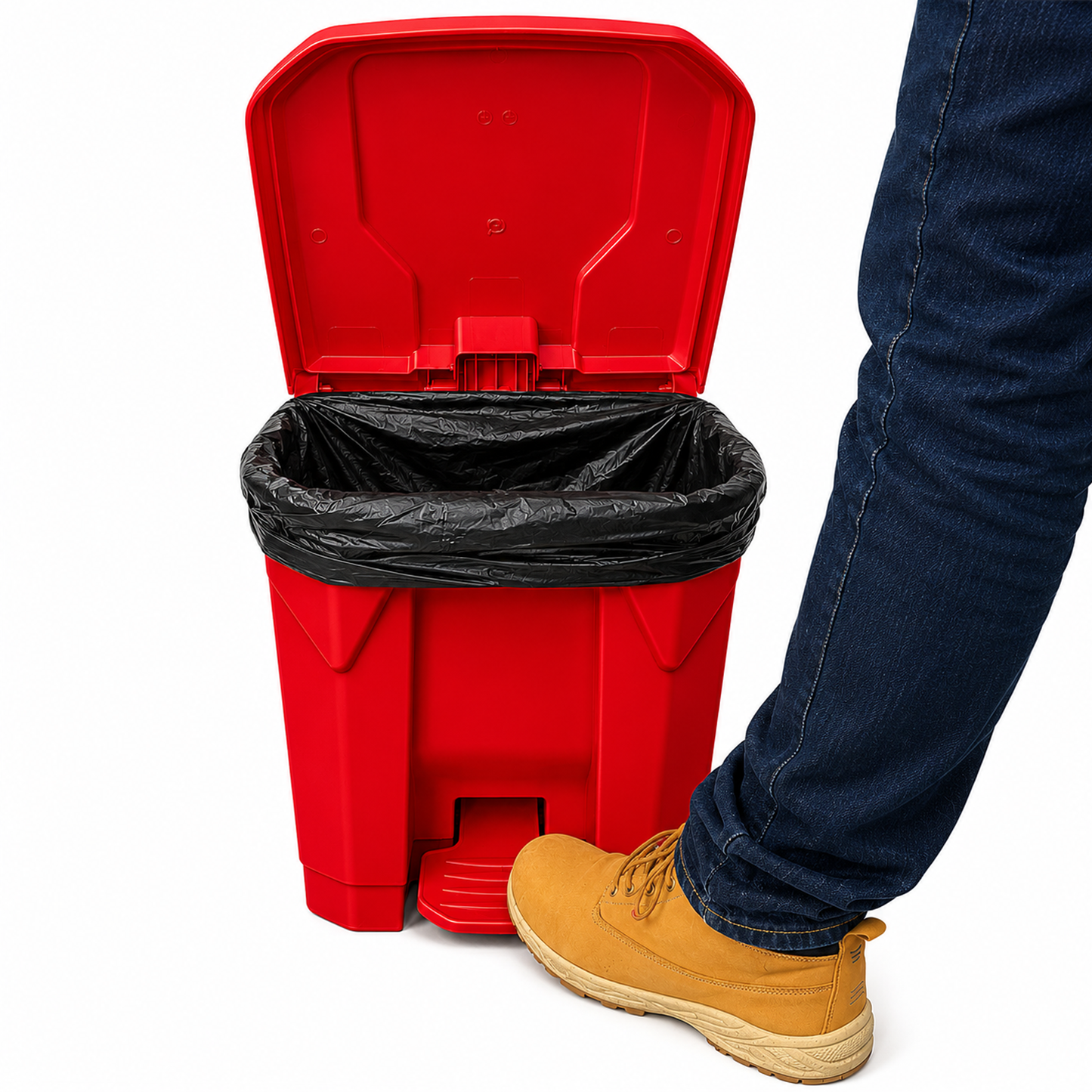 30L red polypropylene pedal bin for offices schools clinics and care homes