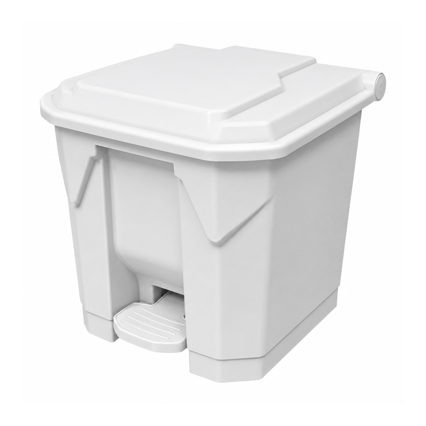 White 30 litre foot pedal bin with lid for hygienic waste disposal