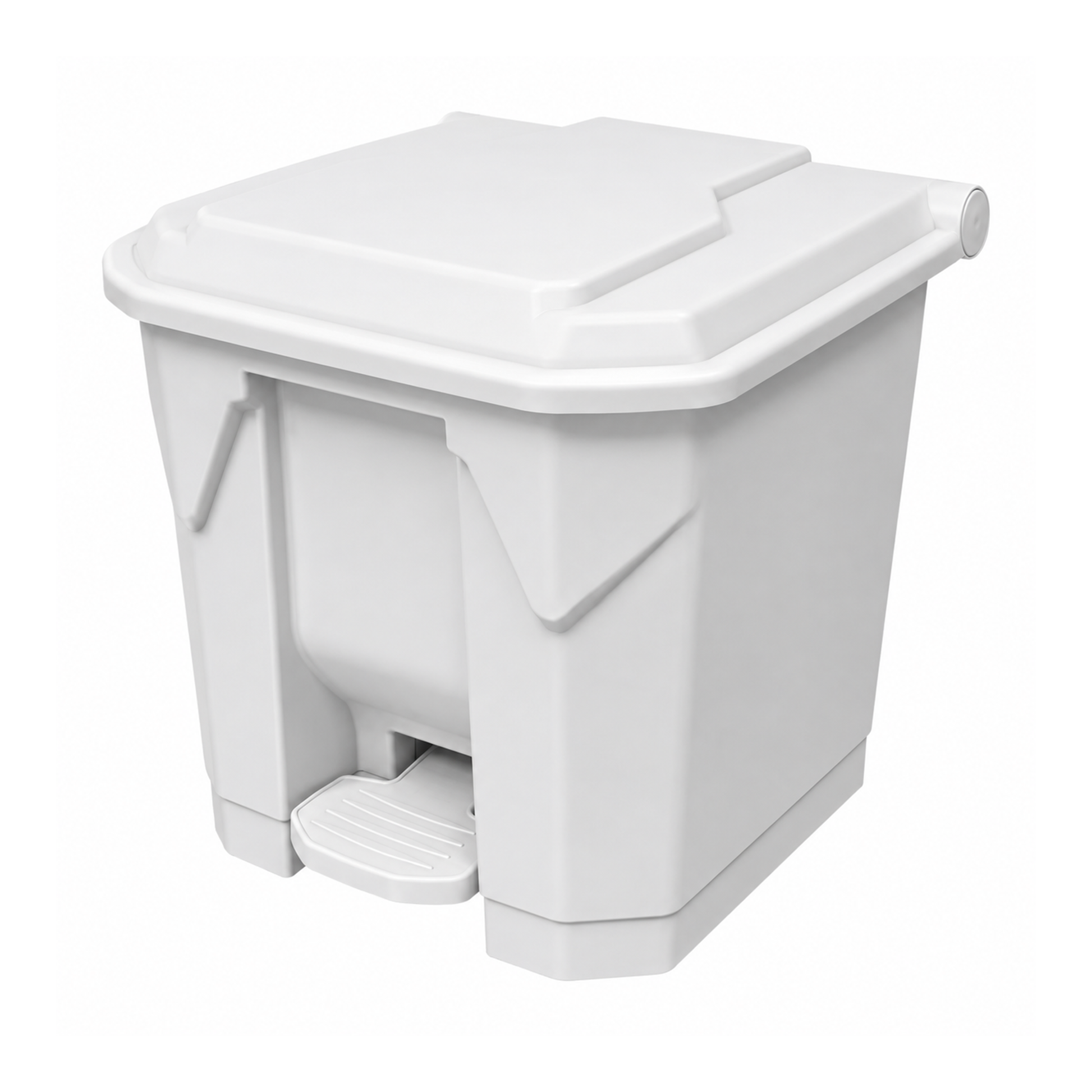 White 30 litre foot pedal bin with lid for hygienic waste disposal