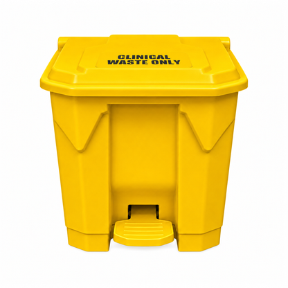 30 Litre Yellow Clinical Waste Step-on Pedal Bin - Hands-Free Waste Bin for Hospitals, Clinics & Office