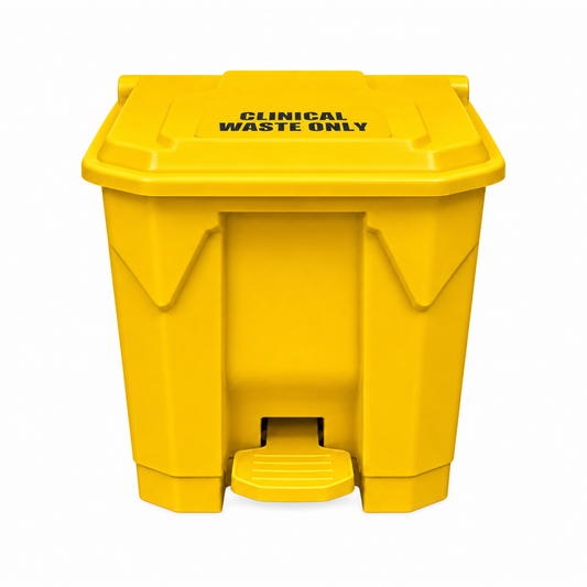 30 Litre Yellow Clinical Waste Step-on Pedal Bin - Hands-Free Waste Bin for Hospitals, Clinics & Office