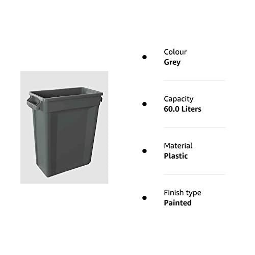 Slim Bin Recycling Container, Rectangular, Plastic 60 Litre - Grey by Chabrias LTD - Premium Home from Chabrias Ltd - Just £39.99! Shop now at Chabrias Ltd