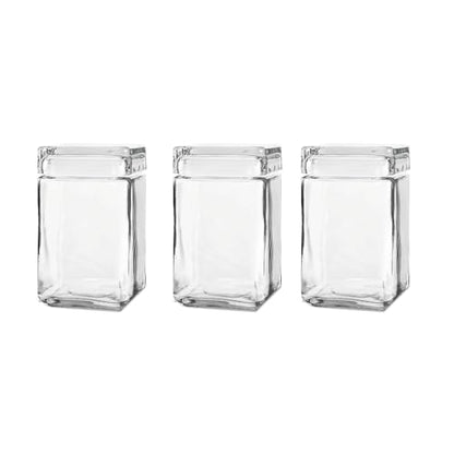 Chabrias Ltd Square Stackable Glass Storage Jars With Lids, Food Container, Food Storage, Kitchen Storage Containers, Coffee, Sugar, Tea Containers, Pantry Storage Containers - Premium Home from Chabrias Ltd - Just £13.99! Shop now at Chabrias Ltd