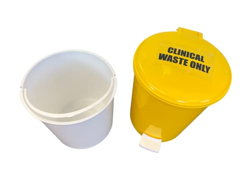 12 Litre Yellow White Medical Clinical Recycling Commercial, Home, School Utility Waste Trash Pedal Bin - Premium Home from Chabrias Ltd - Just £24.99! Shop now at Chabrias Ltd