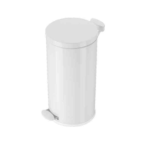 30l Pedal Operated Bin White with Galvanised Liner