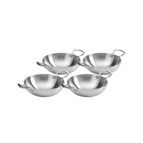 4-piece 16cm stainless steel balti dish set.