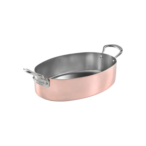 30cm Copper clad Oval Roaster, Side Handles