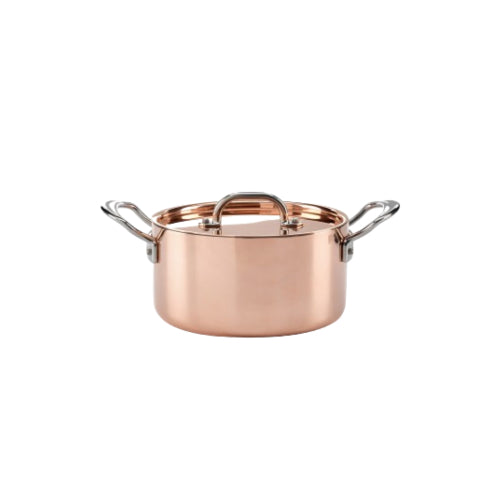 20cm copper induction casserole pan, with lid