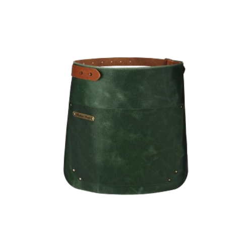 Classic Deluxe Real Leather Short Waist Apron - Green