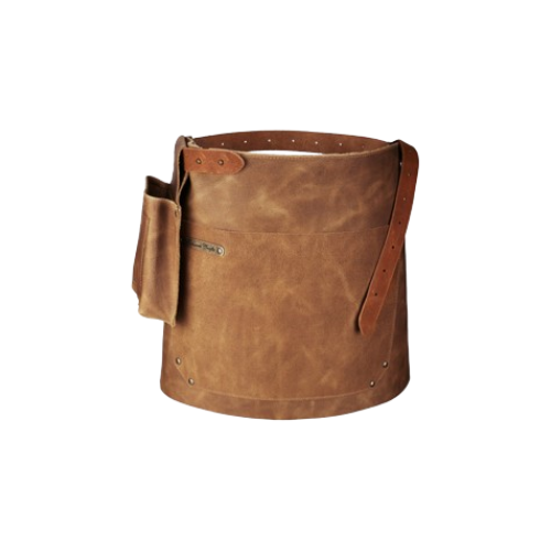 Rustic Leather Short Waist Apron - Whiskey