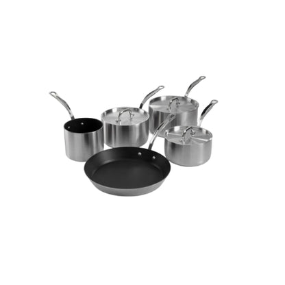 5 piece stainless steel tri-Ply & stainless steel tri-ply non-stick set - Premium  from Chabrias - Just £540! Shop now at Chabrias Ltd