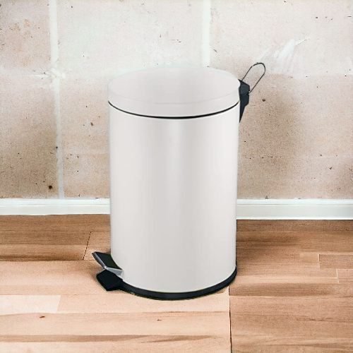 White Steel Pedal Bin, 5L