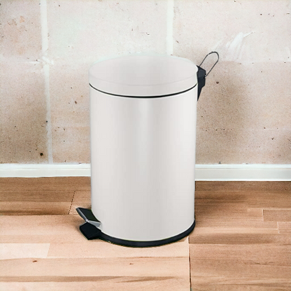 White Steel Pedal Bin, 5L - Premium Home from Chabrias - Just £12.99! Shop now at Chabrias Ltd