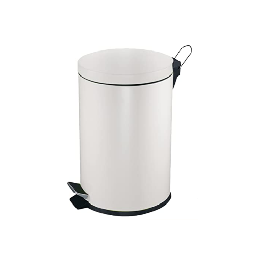 White Steel Pedal Bin, 5L