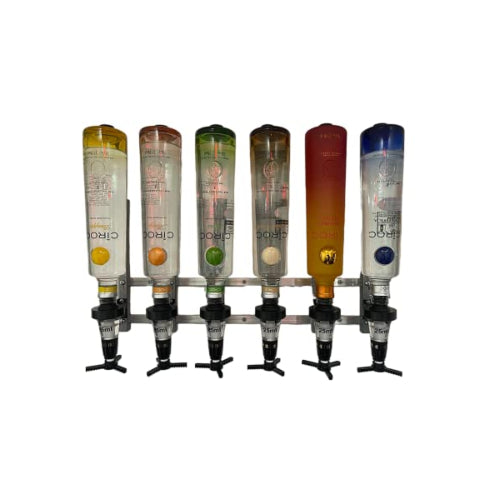 6-Bottle Bar Set with Wall Mount and Traditional Optic Measures.