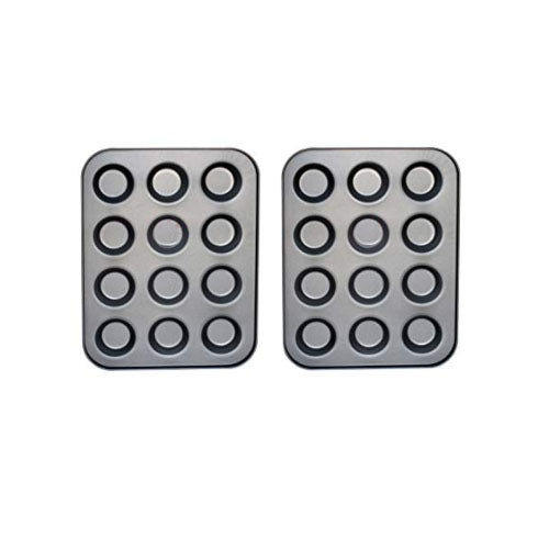 2X 12-Hole British Non-Stick Bun Pudding Trays