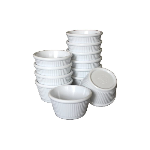 Chabrias Pack of 12 Fluted Traditional Melamine Ramekins Condiment Pots, Sauce Ramekins, Dip Bowls, Tough Plastic Sauce Pots, Made in England - Premium Kitchen from Chabrias Ltd - Just £8.49! Shop now at Chabrias Ltd