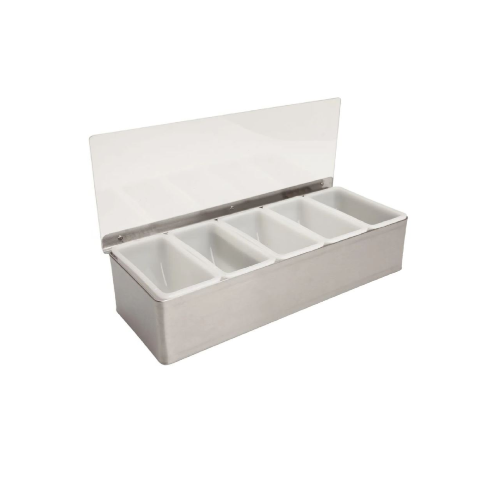 5 Compartment Holder. Stainless Steel