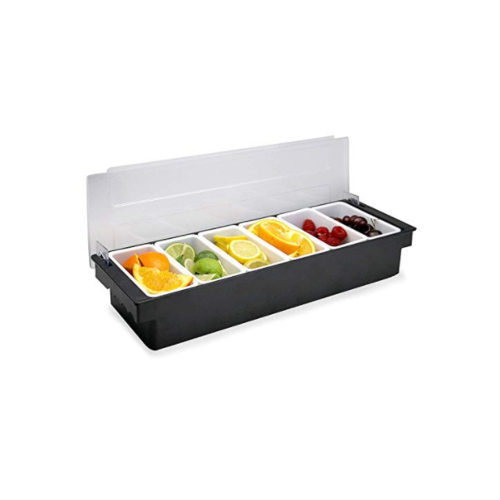 6 Compartment Holders, Stainless Steel & Black Plastic