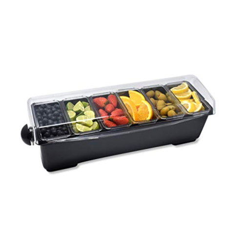 Premium Condiment Dispenser 6 Compartment Black White Bar Condiment Garnish Tray by Chabrias LTD - Premium Kitchen from Chabrias Ltd - Just £45.49! Shop now at Chabrias Ltd