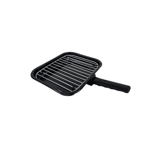 28cm British Vitreous Enamel Grill Pan & Handle, Wire Rack