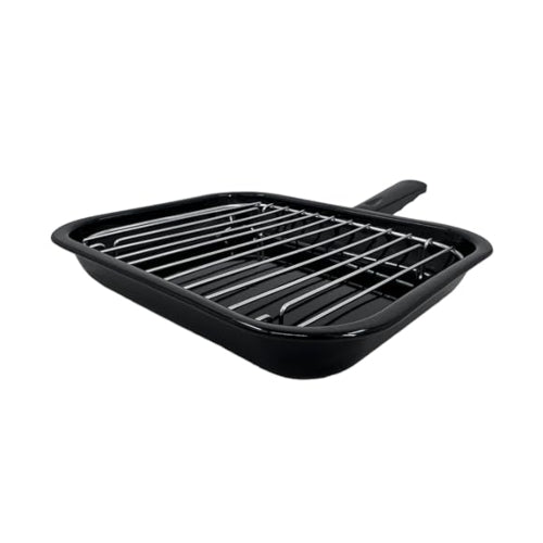 28cm British Vitreous Enamel Grill Pan & Handle, Wire Rack