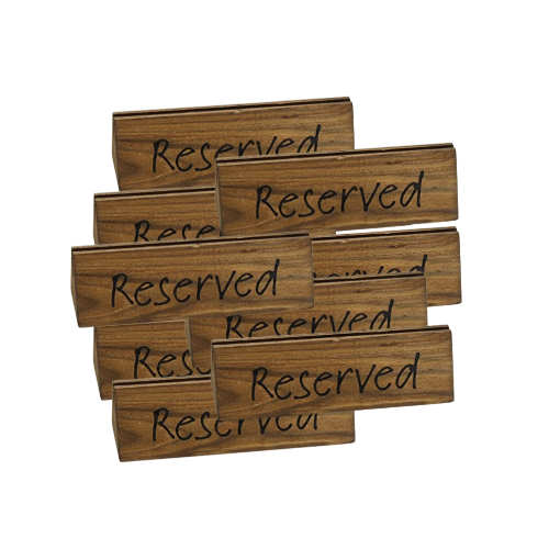 Pack of 10 Reserved Signs, Dark Oak