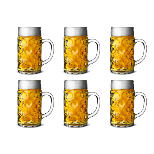 Pack of 6 Beer Stein Glasses, 2 Pints