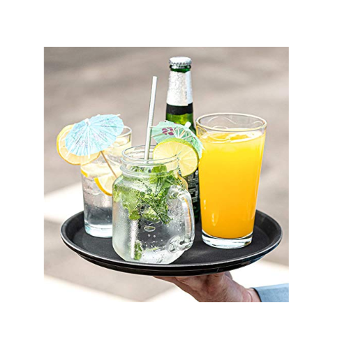 U-Grip Round Black Anti Slip Non Slip Bar Drinks Food Serving Tray - Bar Tray for Parties, Gatherings, Bars, Restaurants, and Home - Premium Home from Chabrias Ltd - Just £7.99! Shop now at Chabrias Ltd