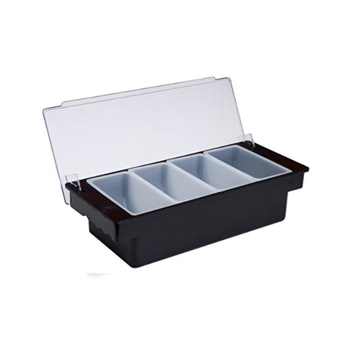 4 Compartment Holder, Chrome & Black Plastic