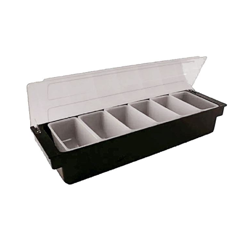 6 Compartment Holder, Chrome & Black Plastic