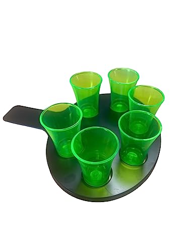 Chabrias Ltd 6 Hole Shot Glass Holder with Shot Glasses Black Plastic with Handle Bar Restaurant Paddle Drinks - Premium Kitchen from Chabrias Ltd - Just £7.99! Shop now at Chabrias Ltd