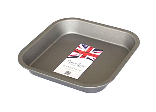 Samuel Groves 8" (20cm) Non Stick Twin Pack Square Sandwich Birthday Brownie Cake Tin Pan Made in England - Premium Kitchen from Chabrias Ltd - Just £9.99! Shop now at Chabrias Ltd