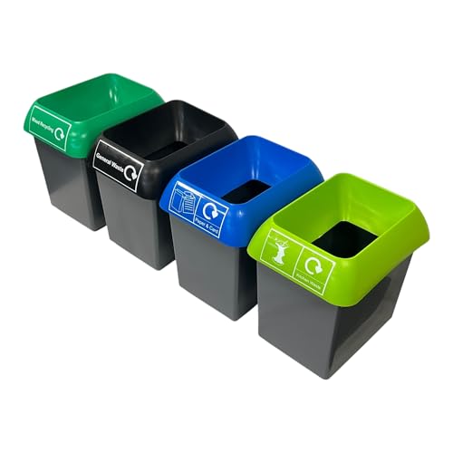 Chabrias Recycling Station For Simpler Recycling – UK Made 100% Recycled Plastic Colour Coded 4 waste streams for non-recyclable, Food waste, Paper, plastic, metal and glass - Premium BISS from Chabrias Ltd - Just £79.99! Shop now at Chabrias Ltd