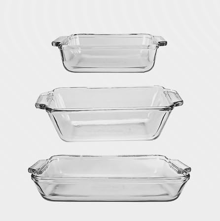 Chabrias Oven Basics 3-Piece Glass Bakeware Set with Square Cake, Rectangular, and Loaf Baking Dishes(3 Qt Glass Casserole Dish, Cake Pan, and Bread Pan) - Premium Kitchen from Chabrias Ltd - Just £46.99! Shop now at Chabrias Ltd