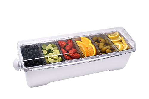 Premium Condiment Dispenser 6 Compartment Black White Bar Condiment Garnish Tray by Chabrias LTD - Premium Kitchen from Chabrias Ltd - Just £45.49! Shop now at Chabrias Ltd