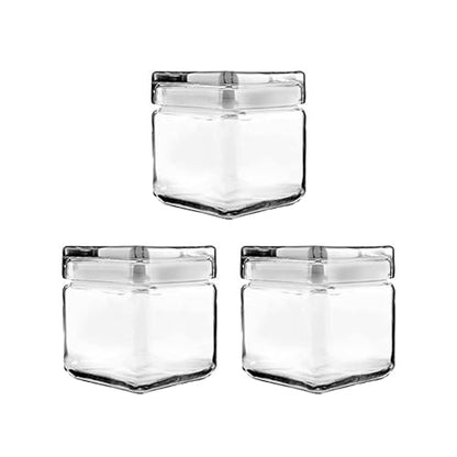 Chabrias Ltd Square Stackable Glass Storage Jars With Lids, Food Container, Food Storage, Kitchen Storage Containers, Coffee, Sugar, Tea Containers, Pantry Storage Containers - Premium Home from Chabrias Ltd - Just £13.99! Shop now at Chabrias Ltd