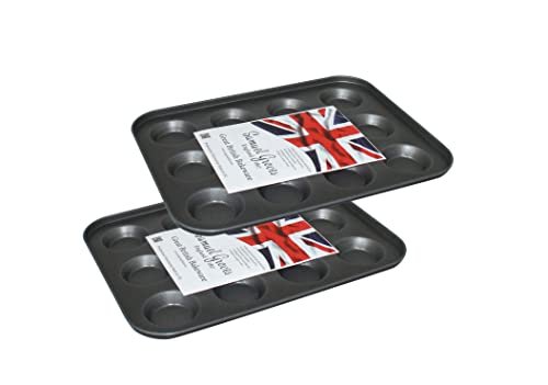 Samuel Groves 2X 12 Long Life Hole Bun Yorkshire Pudding Mince Pie Tray, Non Stick, Made in England - Premium Kitchen from Chabrias Ltd - Just £11.99! Shop now at Chabrias Ltd