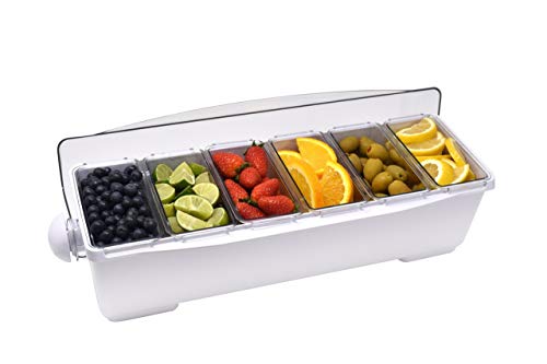 Premium Condiment Dispenser 6 Compartment Black White Bar Condiment Garnish Tray by Chabrias LTD - Premium Kitchen from Chabrias Ltd - Just £45.49! Shop now at Chabrias Ltd