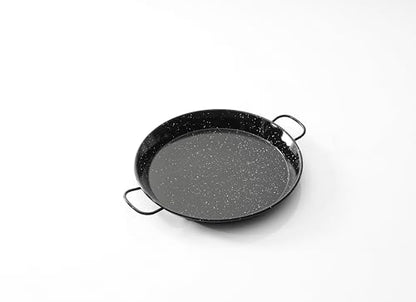 Chabrias Enamelled Carbon Steel Pan (Naturally Non-Stick) Paella Pan 32 cm Traditional Valencian Design for Authentic Mediterranean Flavours