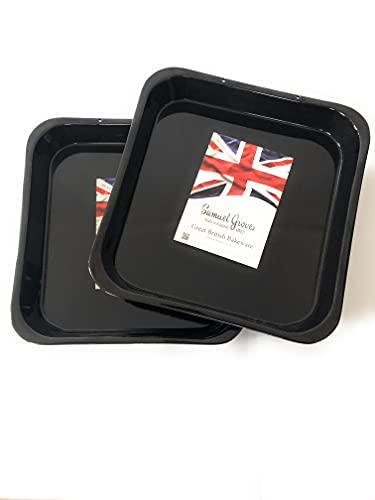 Samuel Groves 10" Square Baking Tin/Small Roasting Pan Vitreous Enamel with PFOA Free British Made - Premium Kitchen from Chabrias Ltd - Just £9.49! Shop now at Chabrias Ltd