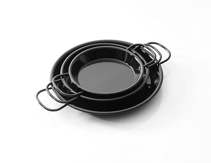 Chabrias Enamelled Carbon Steel Pan (Naturally Non-Stick) Paella Pan 32 cm Traditional Valencian Design for Authentic Mediterranean Flavours