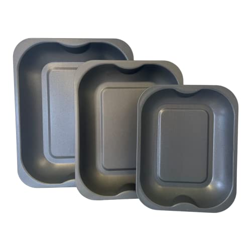 3-Pack Roasting Baking Tray Set - Small (28cm), Medium (33cm), and Large (38cm) - Baking Tray Set Tray/Pan, Non-Stick, Multi-Pack Set Oven Trays - Dishwasher Safe and Easy Clean - Premium Kitchen from Chabrias Ltd - Just £13.75! Shop now at Chabrias Ltd