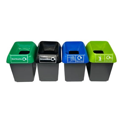 Chabrias Recycling Station For Simpler Recycling – UK Made 100% Recycled Plastic Colour Coded 4 waste streams for non-recyclable, Food waste, Paper, plastic, metal and glass - Premium BISS from Chabrias Ltd - Just £79.99! Shop now at Chabrias Ltd