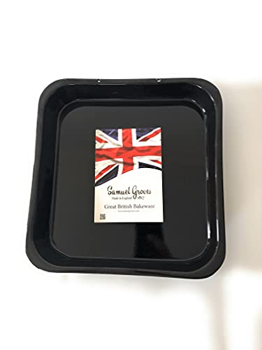 Samuel Groves 10" Square Baking Tin/Small Roasting Pan Vitreous Enamel with PFOA Free British Made - Premium Kitchen from Chabrias Ltd - Just £9.49! Shop now at Chabrias Ltd