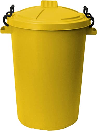 85 Litre Extra Large Heavy Duty Yellow Clip Bin Dustbin Recycling Bin Waste Bin - Premium BISS from Chabrias Ltd - Just £39.99! Shop now at Chabrias Ltd