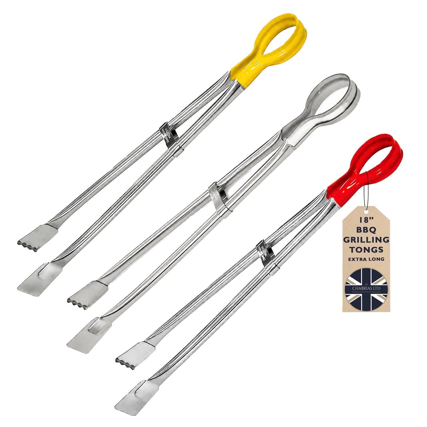 18" Professional Longlife Stainless Steel Grill BBQ Tongs