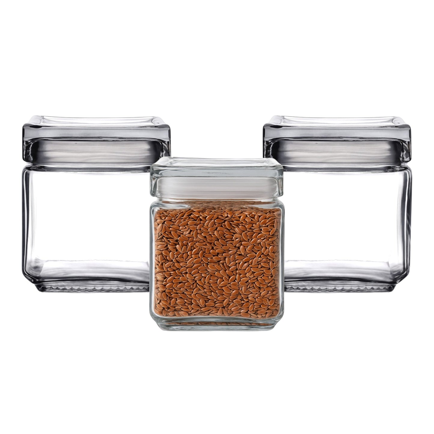 Stackable Storage Glass Jar, 1L (3 pack) - Premium Home from Chabrias Ltd - Just £25.49! Shop now at Chabrias Ltd