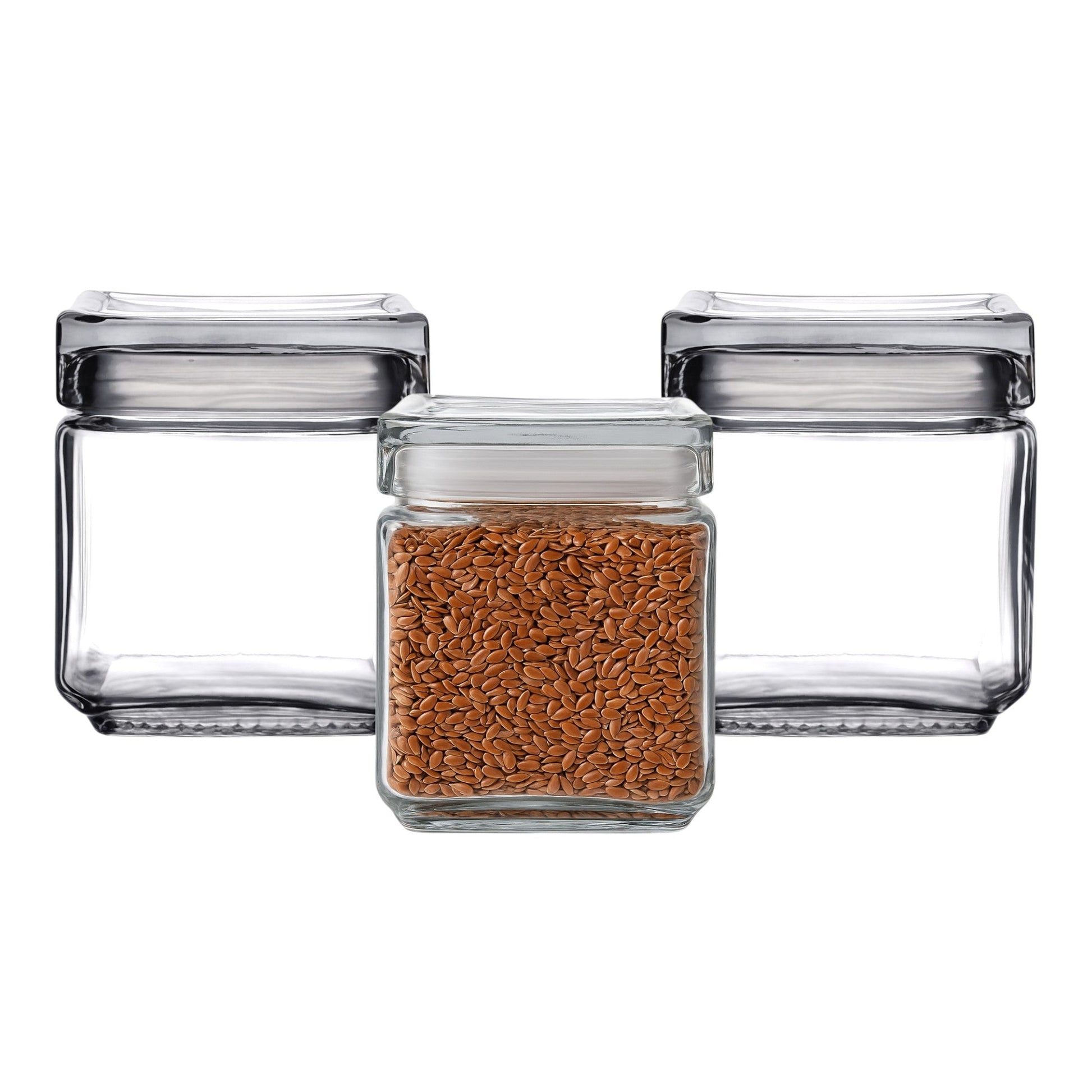Stackable Storage Glass Jar, 1L (3 pack) - Premium Home from Chabrias Ltd - Just £25.49! Shop now at Chabrias Ltd