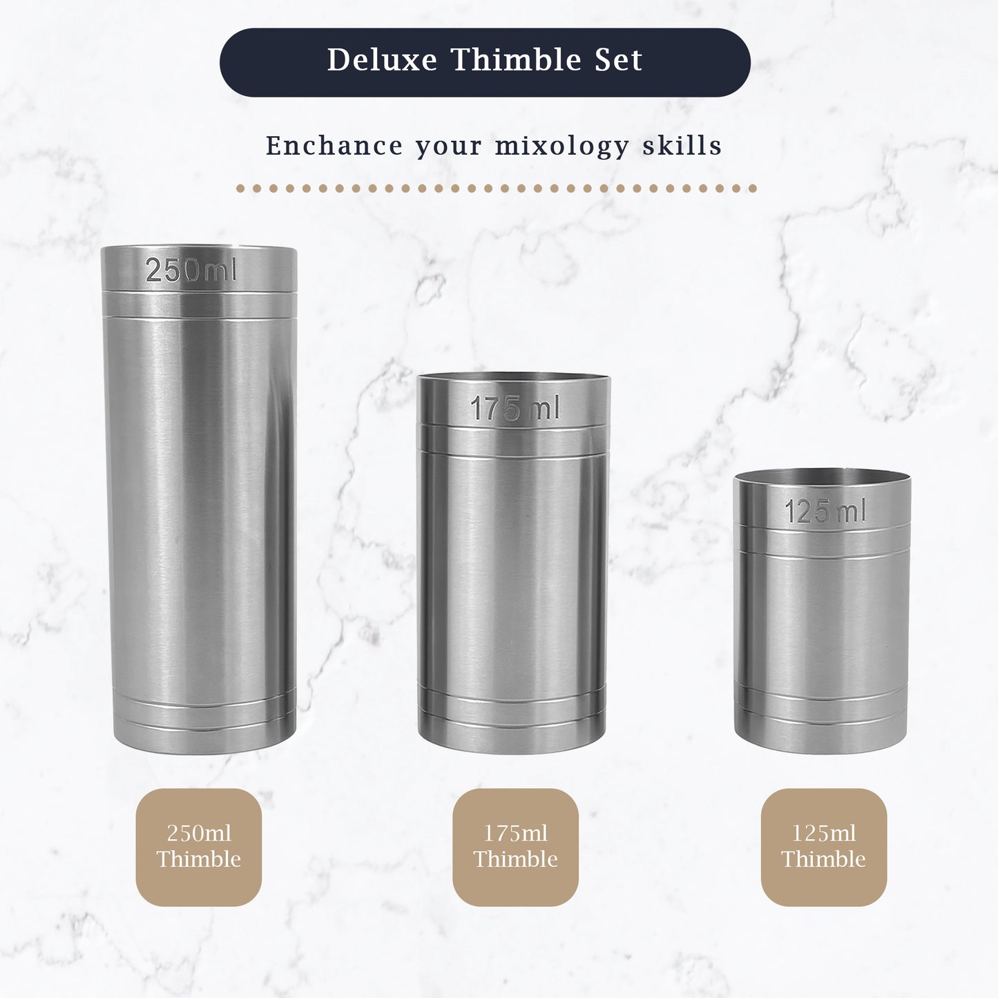 Stainless Steel Thimble Wine Measure 125ml, 175ml, 250ml, Drinks Measure, Government Stamped - Premium Kitchen from Chabrias Ltd - Just £14.99! Shop now at Chabrias Ltd